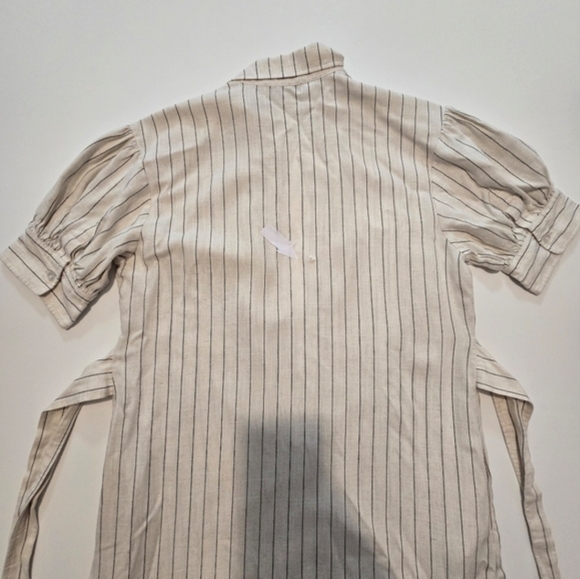 Marissa Webb Tie Waist Linen Dress Off White Casual Collared neck Short Sleeve - Picture 8 of 11